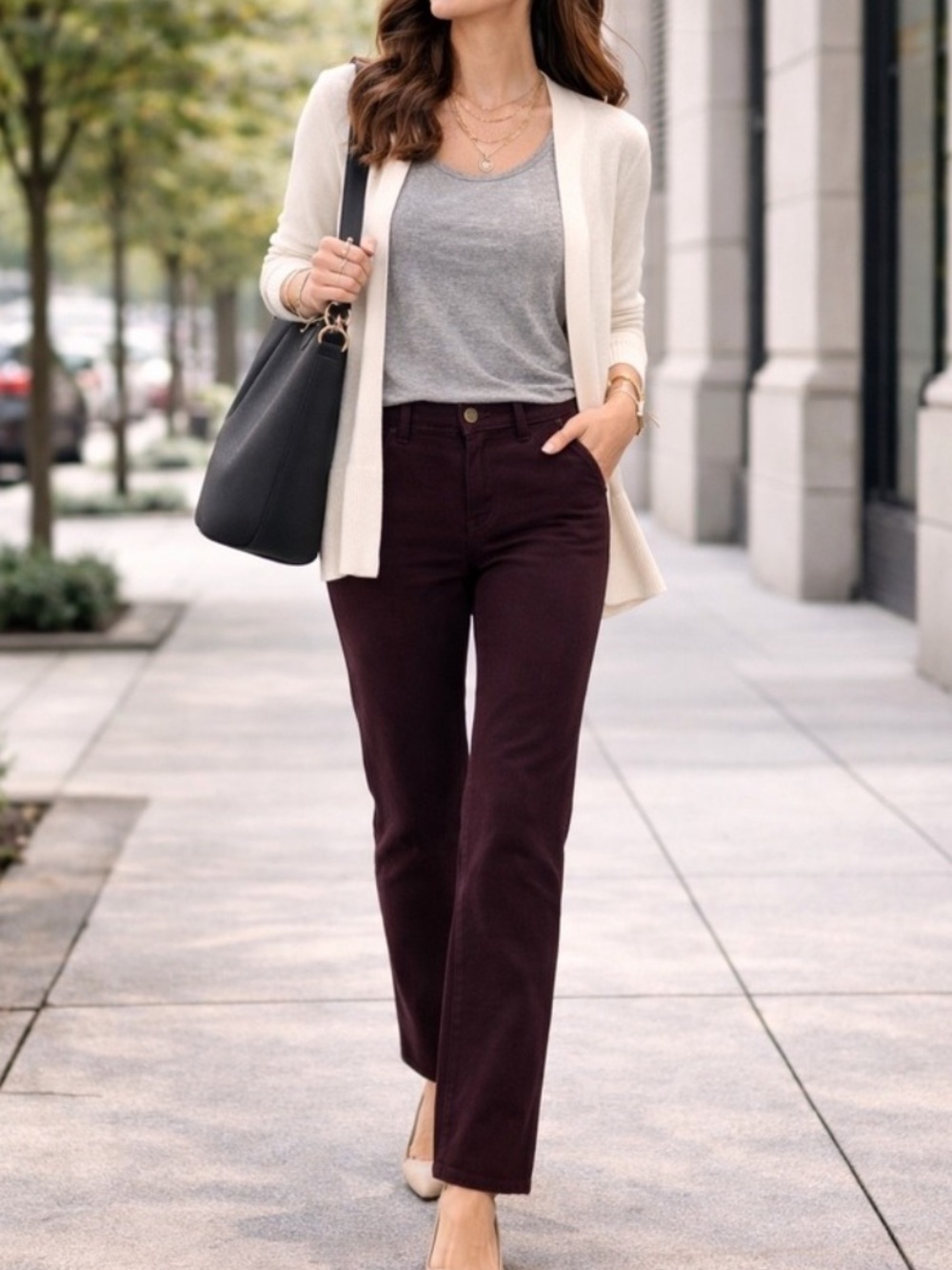 LOFT Ann Taylor Burgundy Modern Straight Jeans Pants